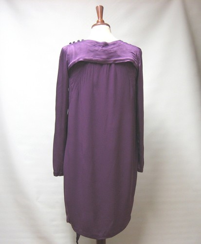 VESTIDO BOHO DE BANDA ASIMÉTRICA FANTASMA LONDON ELEGANTE ASPECTO SEDA PÚRPURA REINO UNIDO 10 - Imagen 4 de 5
