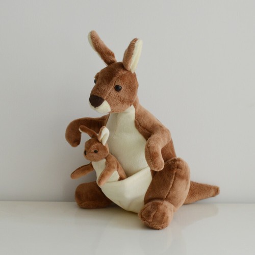 plush toy brown Kangaroo Mother & son soft stuffed doll Parent kid birthday gift - Bild 2 von 3