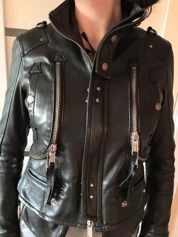 Chaqueta Motociclista De Colección Dsquared 2 DSQ Cuero Estilo Moda Mujer 44 Foto 3 de 4