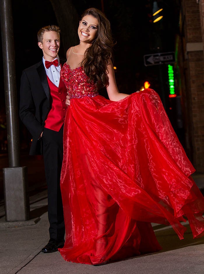 red jovani prom dress Jovani 43856 Size 6 Red/Nude Long Lace Fitted Prom Dress Scoop Neck Co