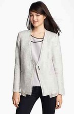 Kenneth Cole Collection Tweed Blazer NWT 00 Linen/Cotton Blend Metallic Pockets