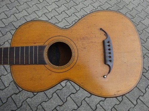 Alte Gitarre Wandergitarre Zettel Johann Hornsteiner Passau ca. 91 cm - Bild 5 von 8