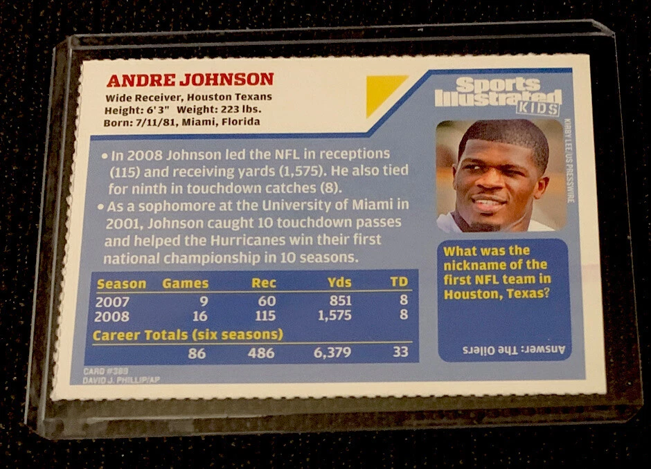ANDRE JOHNSON RARE SPORTS ILLUSTRATED FOR KIDS SI HOUSTON TEXANS NM+ - Image 2 of 2