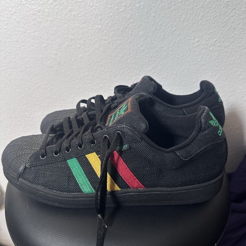 Adidas Cáñamo Rasta Negro Zapatos Talla 13 EE. UU. Rojo Dorado Verde Arte No. 115683 - Imagen 2 de 8
