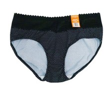 Warner's Black Dots No Pinching No Problems Lace Hipster Panties L 7 5609J