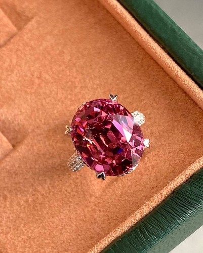 Oval Cut Natural Pink Tourmaline 925 Silver Art Deco Engagement Ring For Women - Picture 4 of 5