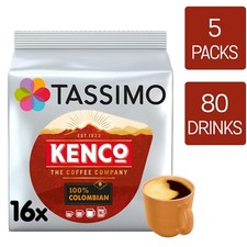 Tassimo Coffee Pods Kenco Pure Colombian Coffee 5 Packs (80 Drinks)