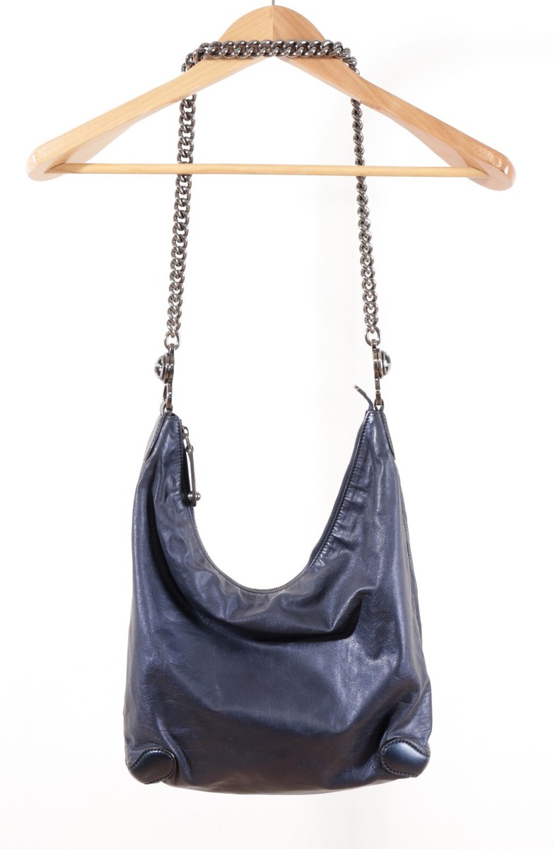 GUCCI Galaxy Navy Leather Shoulder bag 223560 Chain Strap | eBay