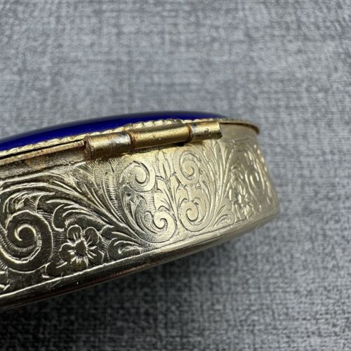 Vintage Limoges Pille Schmuck Box Porzellan Kobaltblau Gold Werbes Paar scharniert - Bild 15 von 15