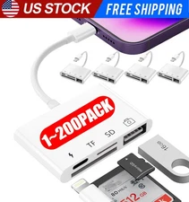 For iPhone iPad IOS 12 Portable 4 in 1 USB SD TF Card lot Reader Camera Adapter