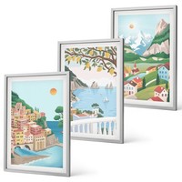 Komplettes Poster Set Im Rahmen Pastellfarbene KüStenansichten Silber Rahmen
