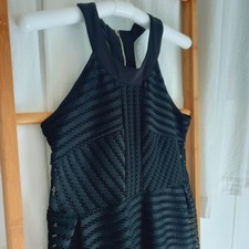Mango Black Lace Halter Neck Cocktail Dress – Size 16 structured and sexy party