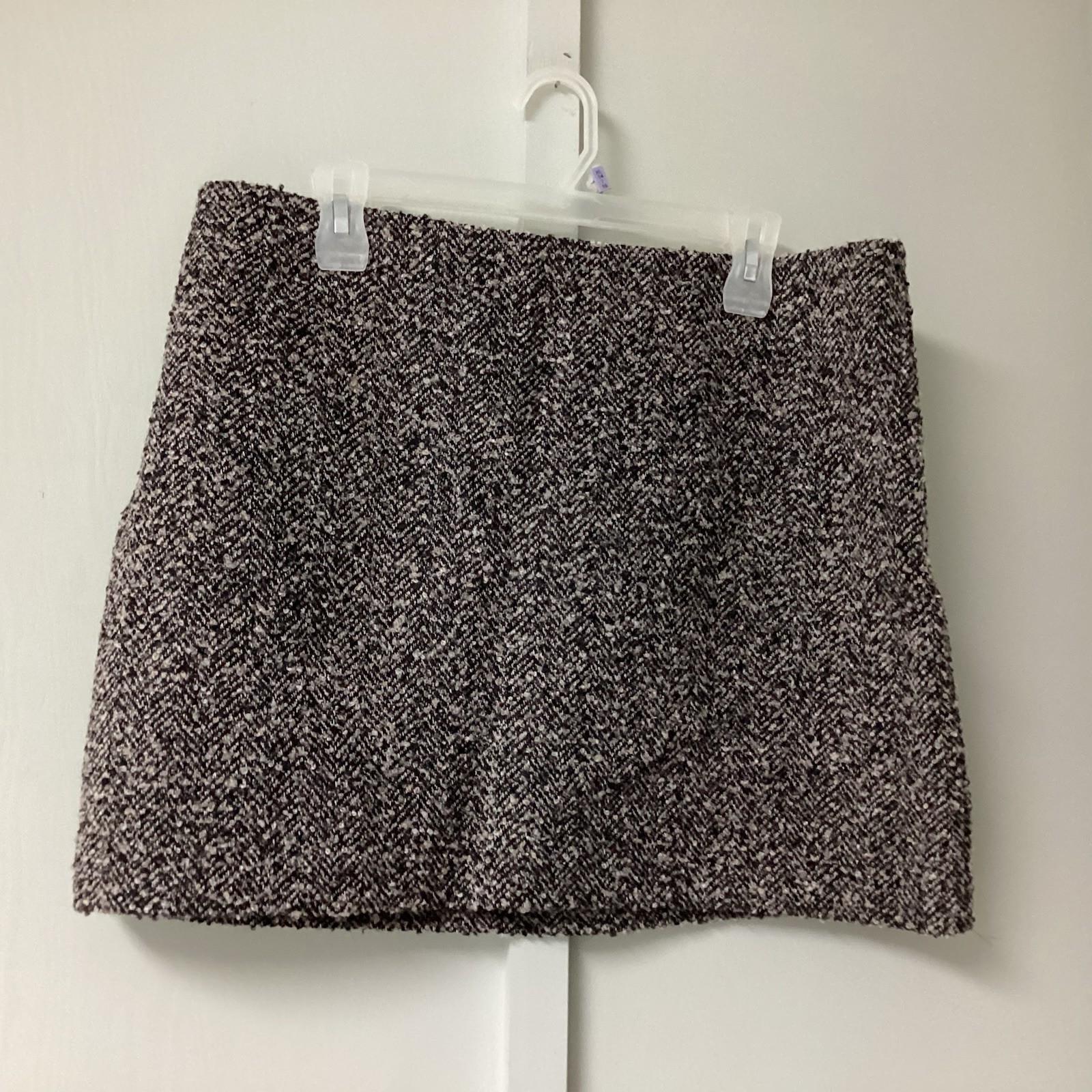 New H & M Skirt Women's Size 12 BrownBlack Tweed Wool Blend Lined A-Line Mini thumbnail 5