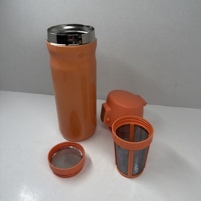 Davids Tea peach/orange LOCK TOP TRAVEL MUG 14 oz BPA-Free cup infuser tea