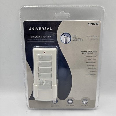Harbor Breeze UNIVERSAL Ceiling Fan 3-Speed Fan Remote Control #0745359 White