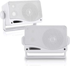 Pyle 200W 3-Way Marine Audio Mini Speakers Outdoor Weatherproof Pair Open Box
