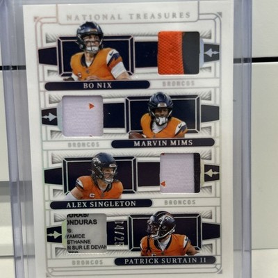 2025 Panini National Treasures Broncos Bo Nix Mims Surtain Singl Quad Patch 4/25