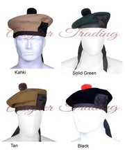 Scottish Military Piper Balmoral kilt Cap Army Bonnet Kilt Hat 100 Wool
