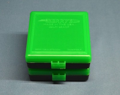 2 x 100 Round Flip Top .22 Ammo Box Case Guard GREEN