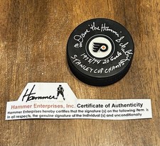 Dave “The Hammer” Schultz Flyers Signed  Puck W/ FREE Case & His Own COA!