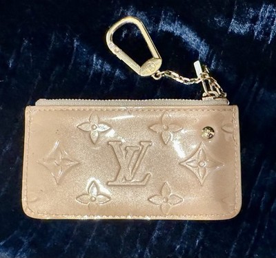 Louis Vuitton Monogram Vernis Coin Pouch Purse Key Ring Pochette  Beige CA0046 