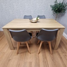 Dining Table and 4 Grey Chairs tulip wood oak effect kitchen table set of 4 set
