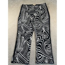 Elie Tahari Zebra Cropped Pants Black White Pull On Casual Stretch women's large