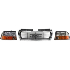 Grille Assembly and Headlight Kit For 98-04 GMC Sonoma 98-01 Jimmy Chrome Shell