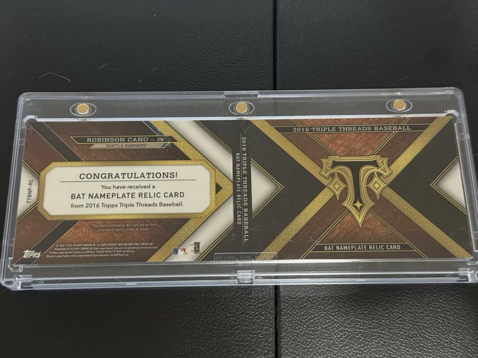 2016 Topps Triple Threads - Bat Nameplate Relics Card - Robinson Cano 1/1 - Image 3 of 4