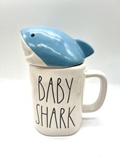 Rae Dunn Magenta Artisan Collection Baby Shark Mug With Blue Shark Top
