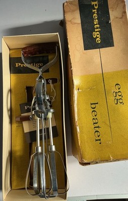 Vintage 60er Jahre Prestige Eierschläger Handkurbel Rotary Schneebesen Mixer & OVP