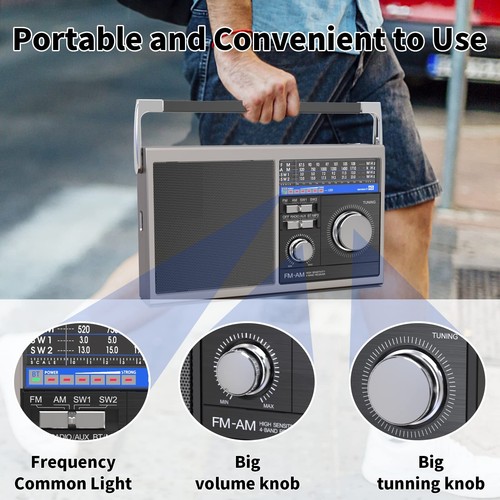 Portable AM FM Radio, Shortwave Transistor Radio with Best Reception, Battery... - Picture 6 of 7
