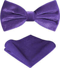 TIE G Men's Glitter Velvet Bow Tie  Pocket Square Set in Gift Box for Wedding,