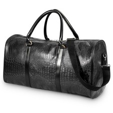Vintage Crocodile Pattern Duffel Bag Large Capacity Weekender Overnight Bag UK