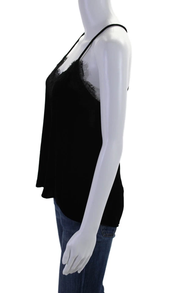 Cami NYC Womens Velour V Neck Lace Trim Camisole Blouse Black Size XS - Image 2 of 4