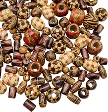 500 Wooden Beads for Jewelry Making - Painted Assorted African Beads