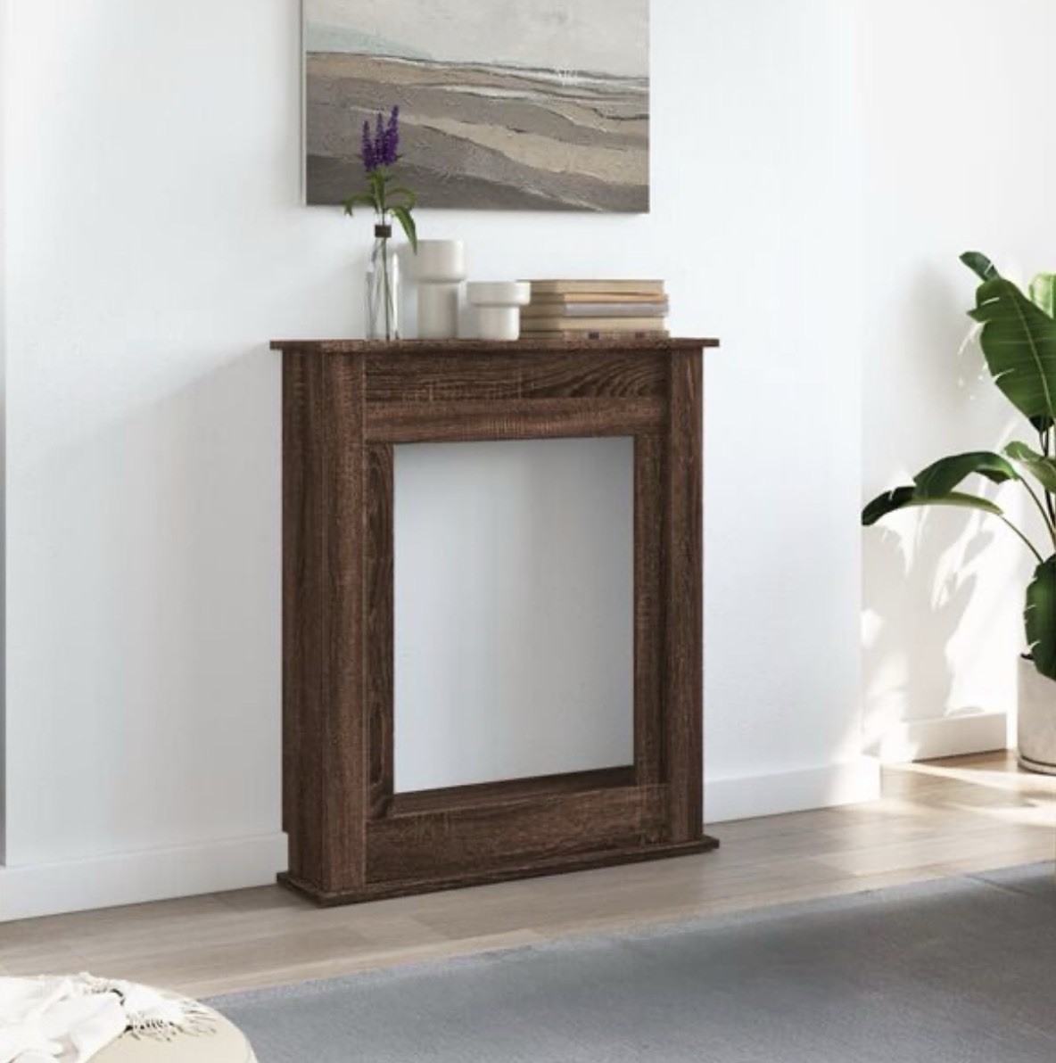 Fireplace Surround Brown Oak 75x20x87.5 cm Engineered Wood vidaXL