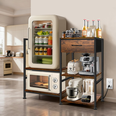 COCOLUCKY Mini Fridge Stand With Storage – Mobile Cabinet With