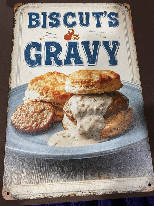 Biscuits and Gravy 8x12 Metal Wall Sign Funny Kitchen Decor