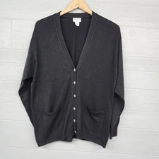 Neiman Marcus Black 100% Silk Lightweight Cardigan Sweater Womens Size M