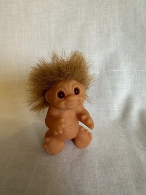 Vintage Dam Troll Doll Norfin Baby Newborn Infant 3'' Figure 1985 Brown Hair