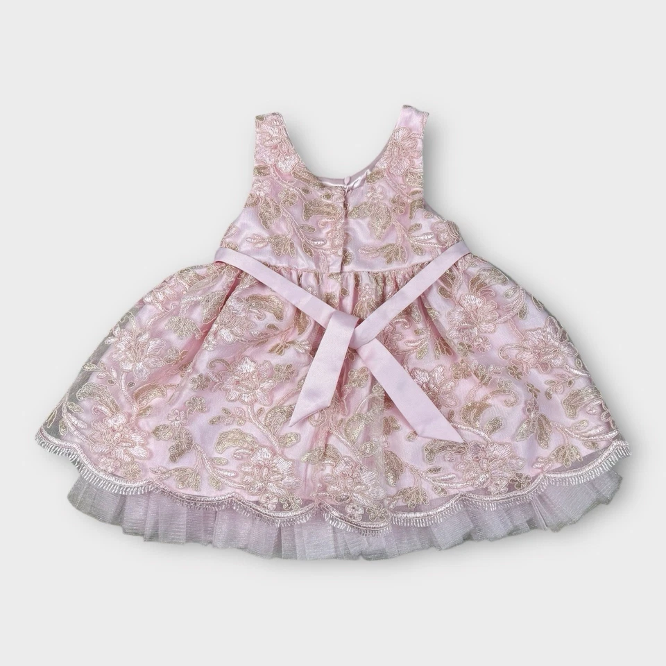 Vestido de fiesta de tul floral rosa American Princess 24M para niños pequeños vacaciones formales Foto 2 de 4