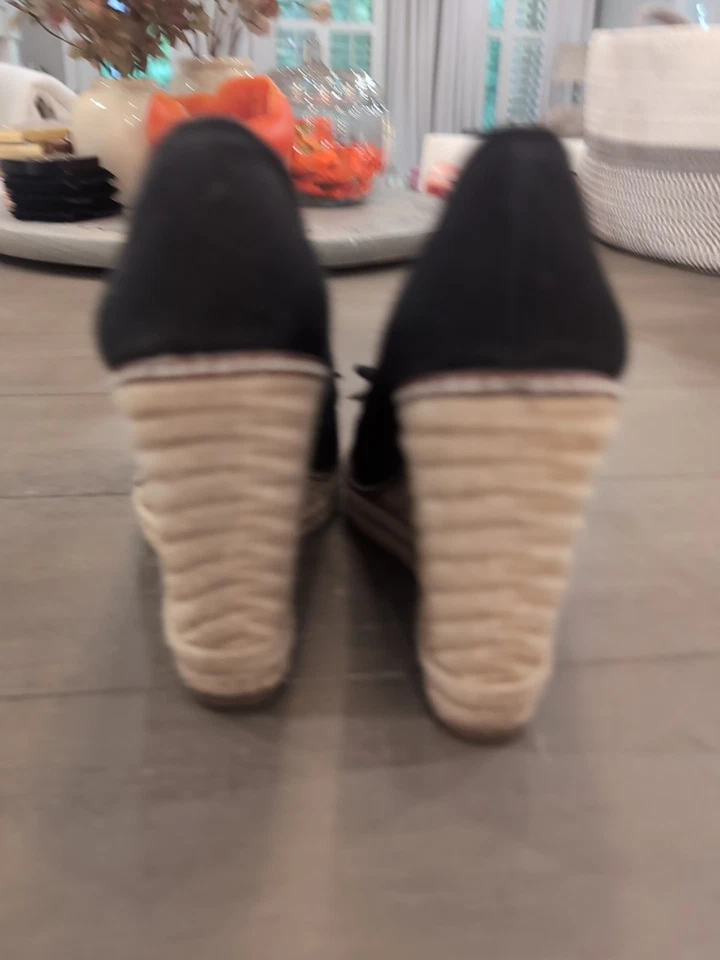 TORY BURCH ALPARGATA PLATAFORMA REVA DORADA ARCO LONA NEGRO CUÑAS 6 Foto 3 de 4