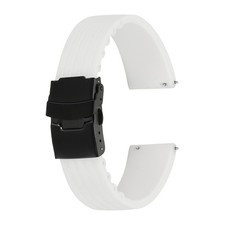 Silicone Watch Bands 20mm Soft Watch Bands with Black Snap Buckle, White