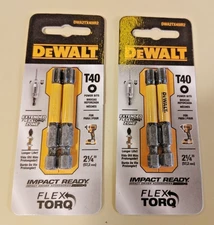 DeWalt T40 Impact Ready 2 1/4" Flex Torq Power Bit 2-Pack (4) Bits DWA2TX40IR2