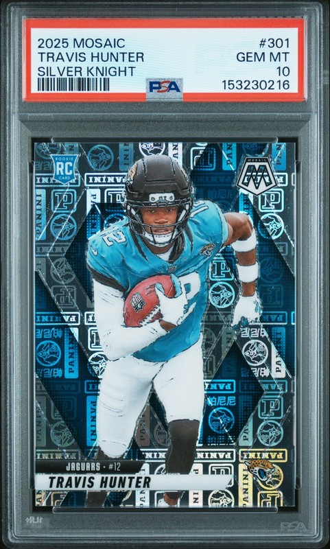 2025 PANINI MOSAIC SILVER KNIGHT #301 TRAVIS HUNTER ROOKIE RC 60/149 PSA 10