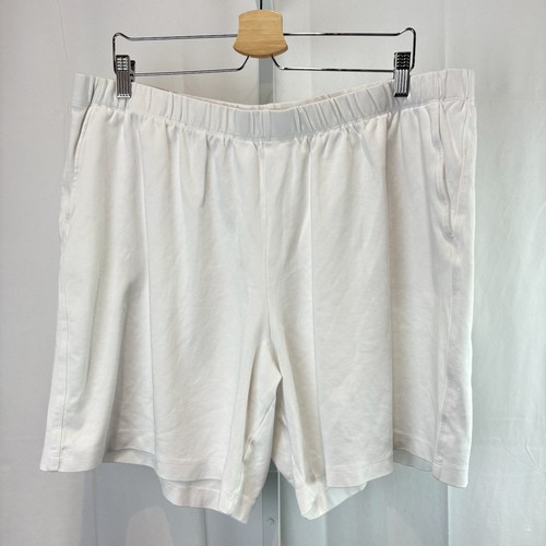 LANDS' END Sport Knit High Rise 7" Shorts Pull On Pockets White 20W 22W 2X Plus