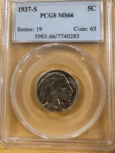 1937 S  Buffalo nickel PCGS MS66 Free Shipping
