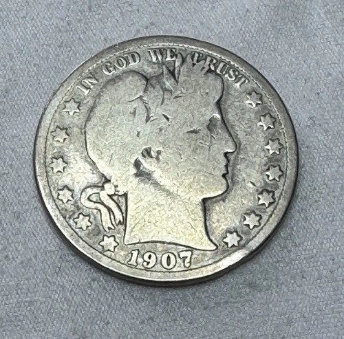 1907-D U.S. Currency Barber 1/2 Half Dollar 50c Coin Denver