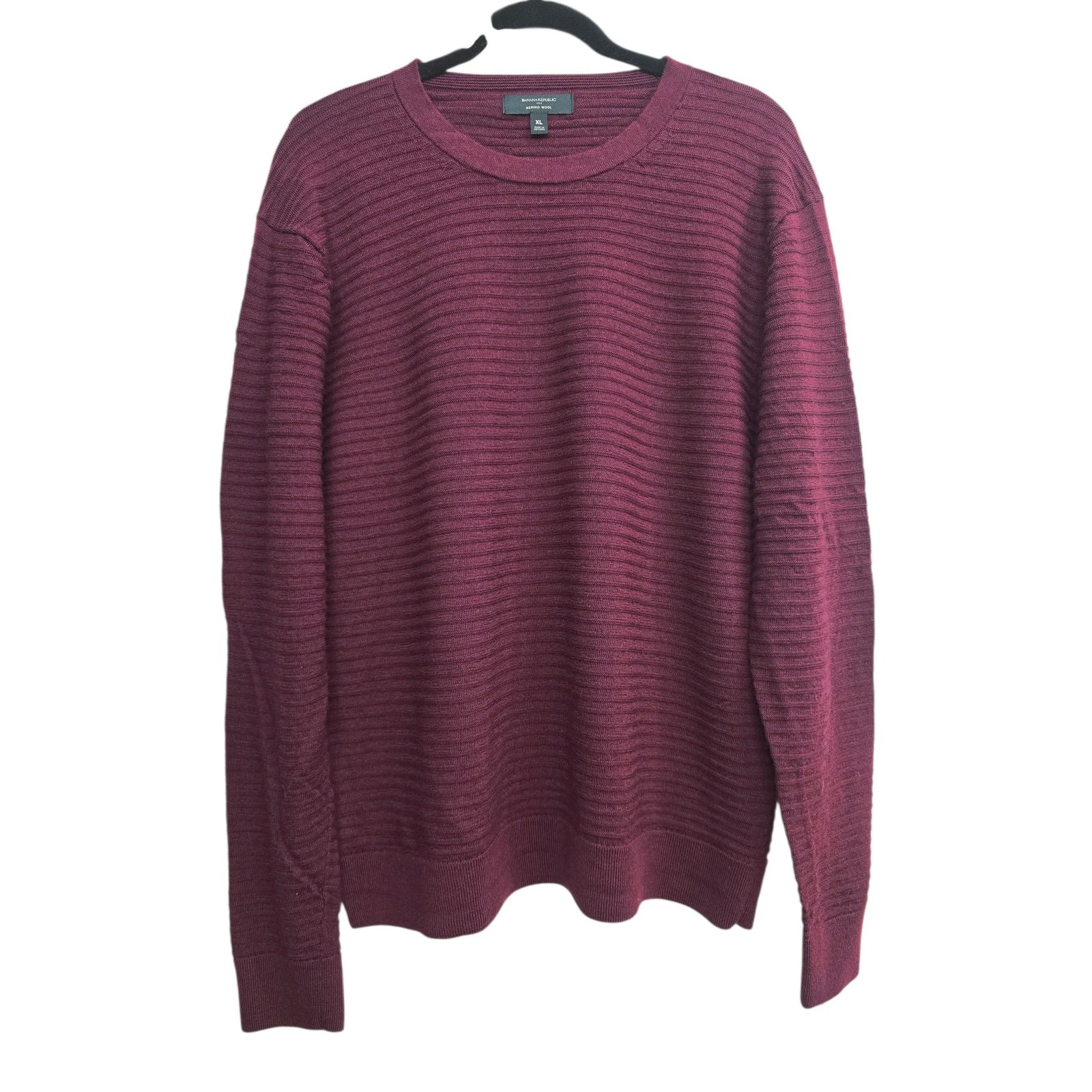 Banana Republic Merino Wool Sweater XL Burgundy Minimalist Preppy Classic clean